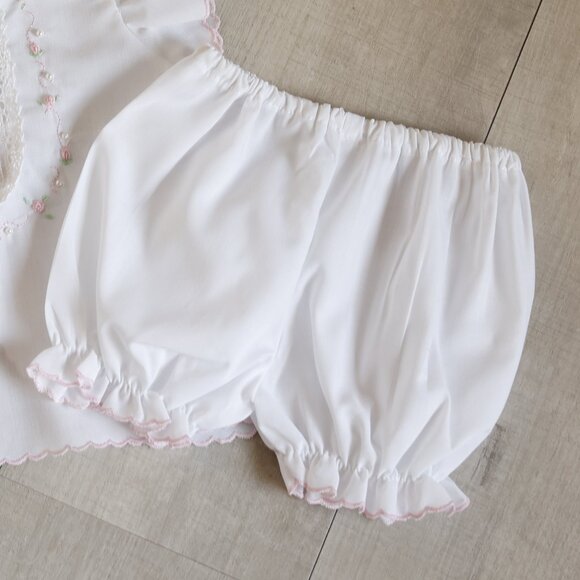 Newborn Girl's Diaper Set Pearls Bullion Embroidery Coming Home First Portraits - Picture 6 of 6